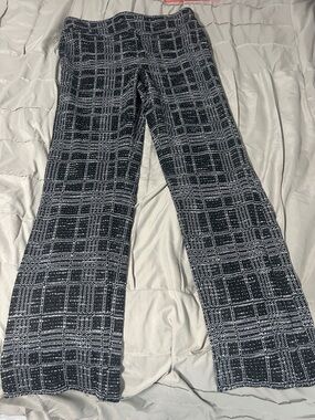 Black & White Plaid Wide-Leg Pants